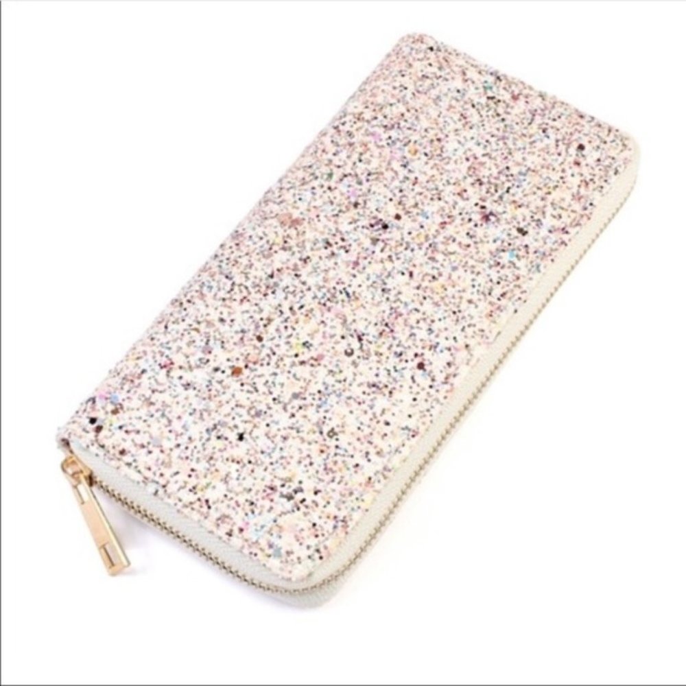 GLITTER ZIP AROUND WALLETS